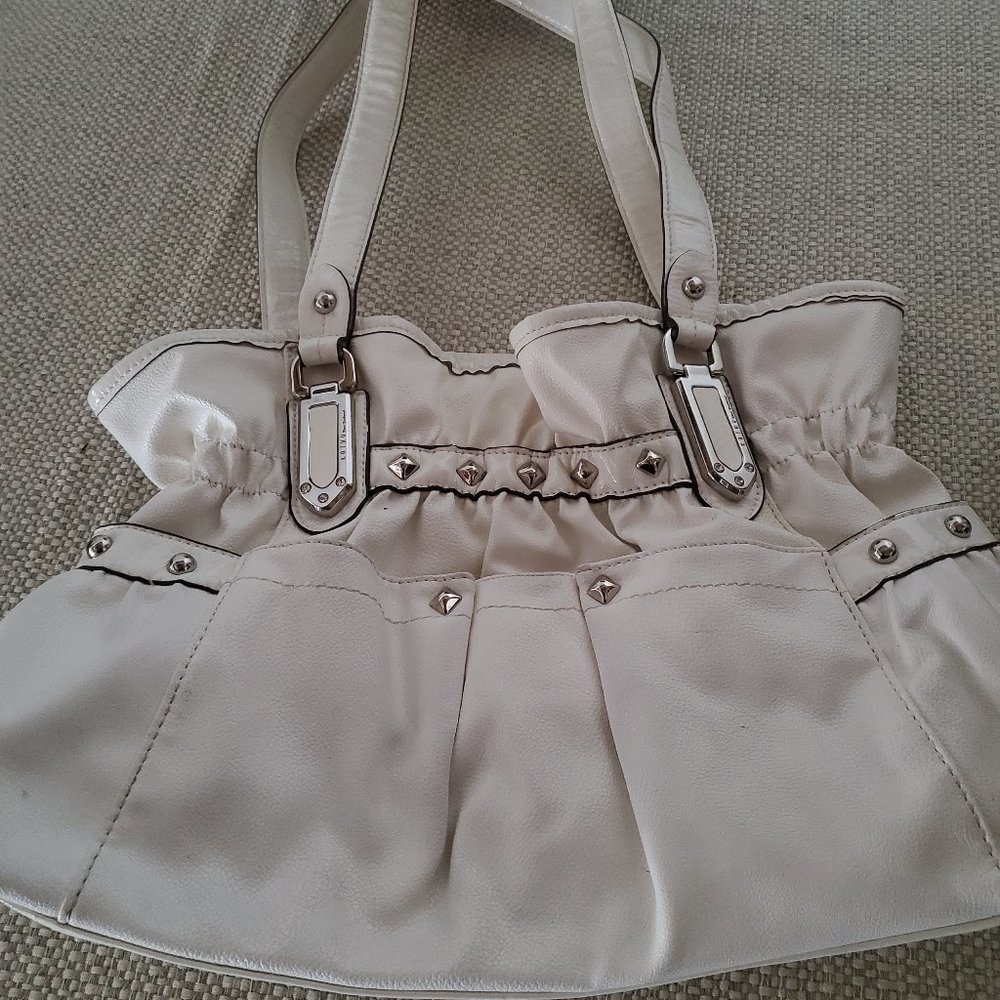 Kathy Van Zeeland White Leather Handbag